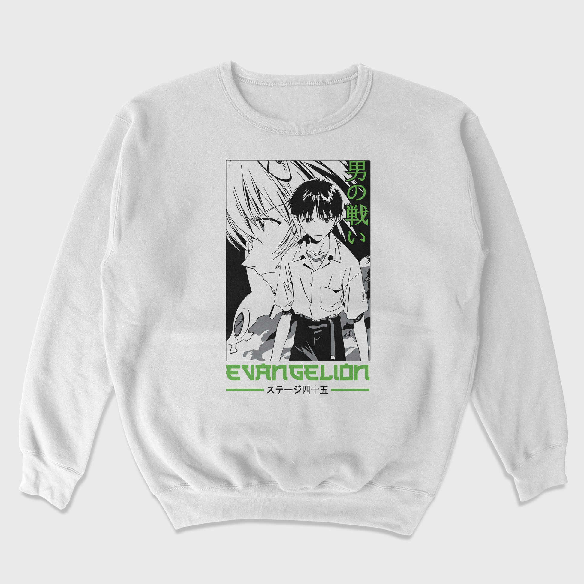 Moletom Gola Redonda Neon Genesis Evangelion Personagens Branco