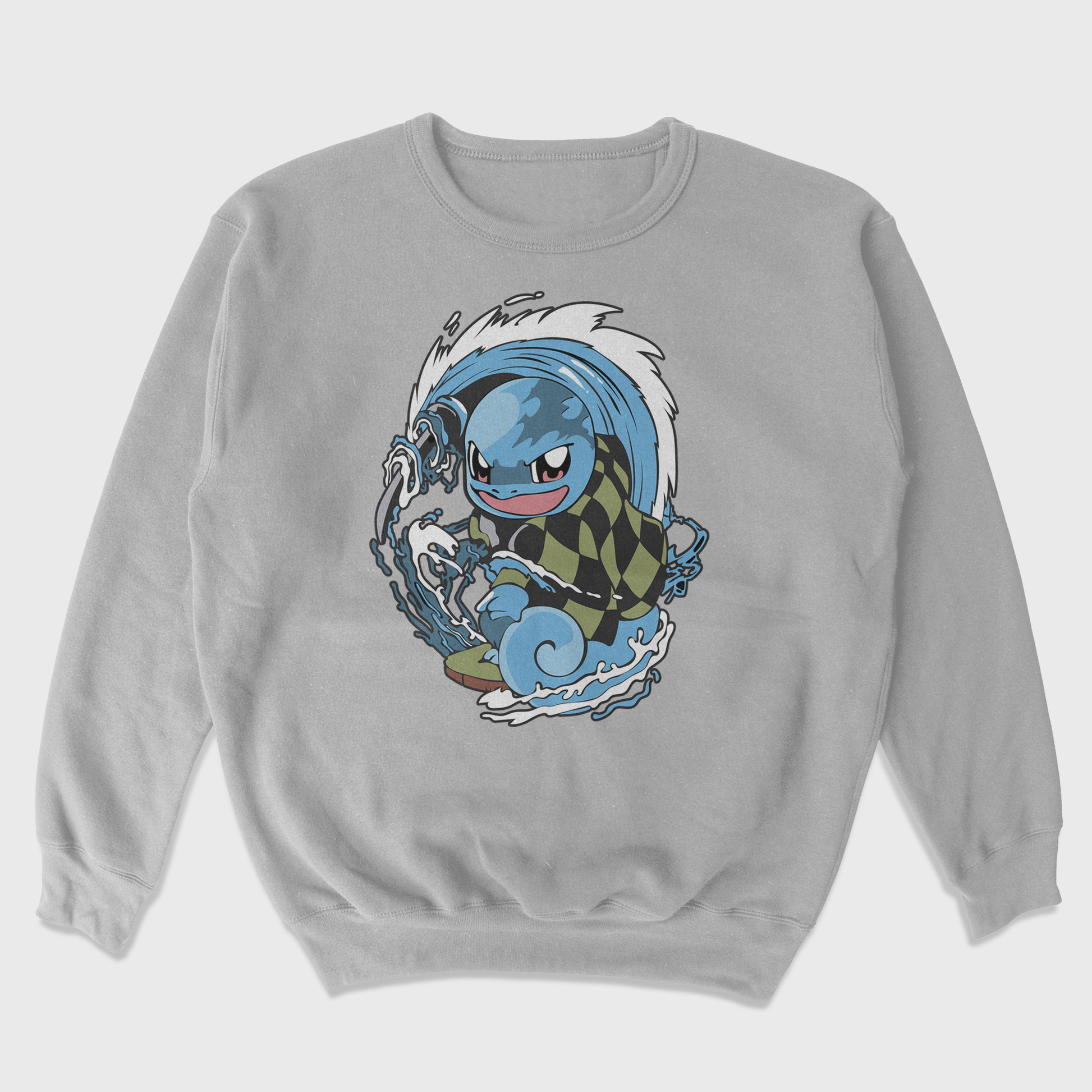 Moletom Gola Redonda Pokemon Squirtle Tanjiro cinza
