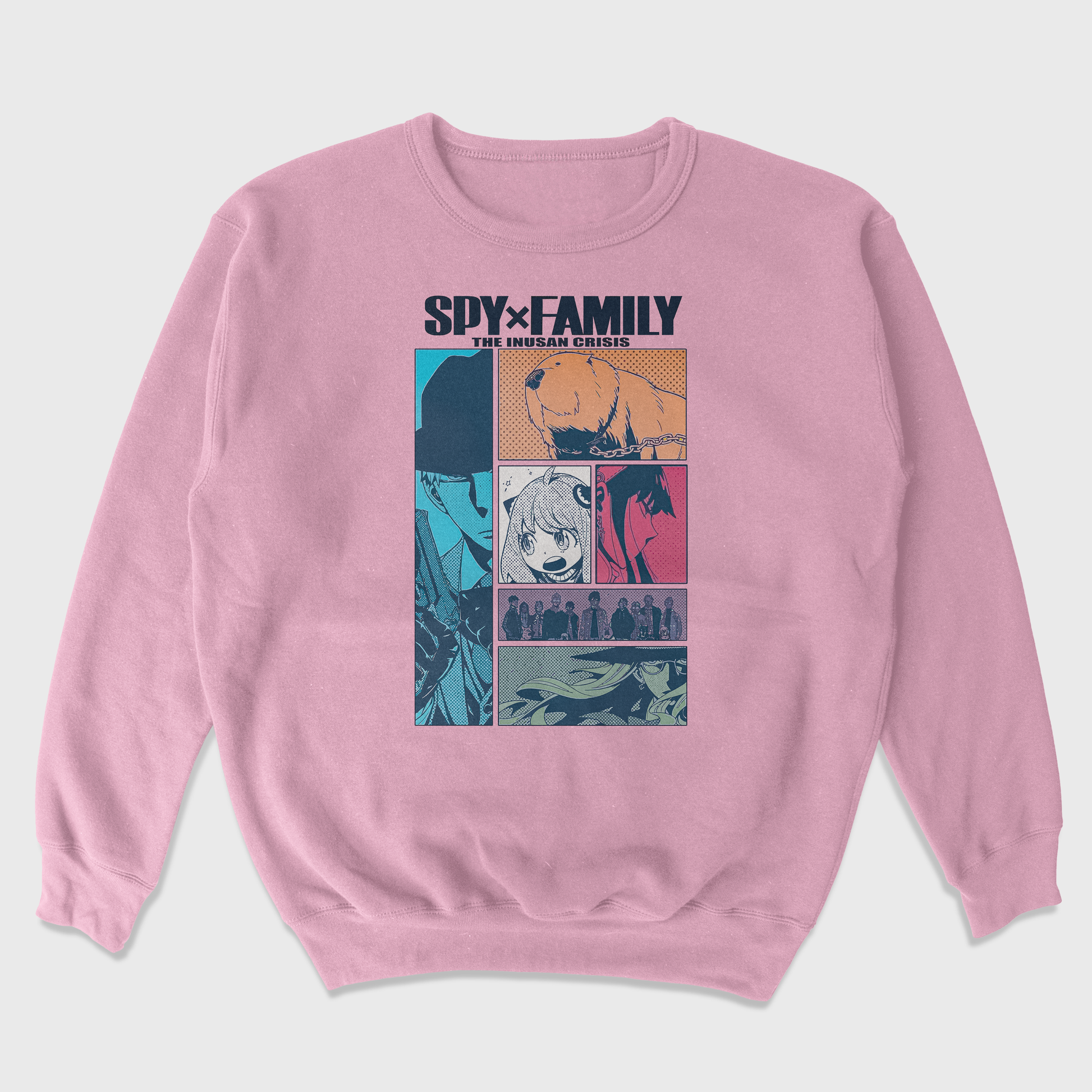 Moletom Gola Redonda Spy x Family Personagens Rosa Bebê