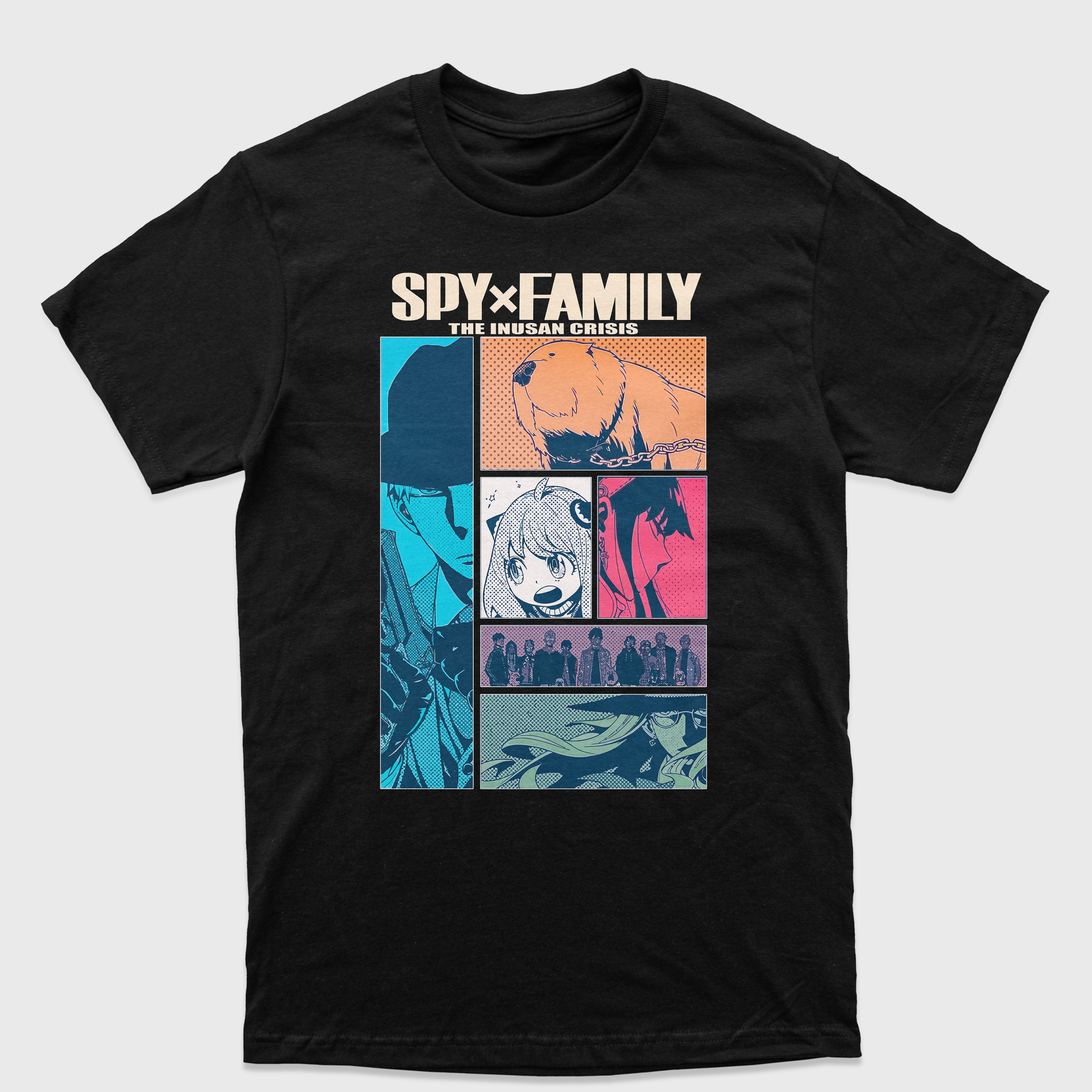Camiseta Spy x Family Personagens-preto
